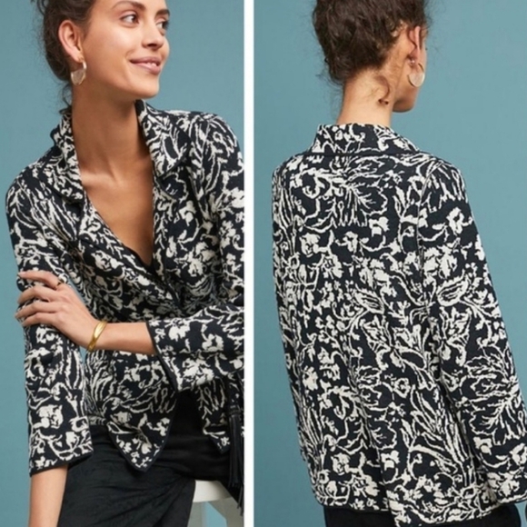 Anthropologie Ett:twa Intarsia Reversible Cardigan Sweater XS - Picture 2 of 8